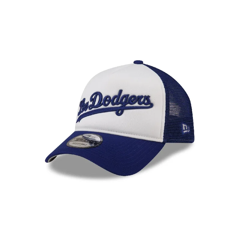 Men’s stylish mesh cap-Los Angeles Dodgers White Crown 9FORTY A-Frame Trucker Hat