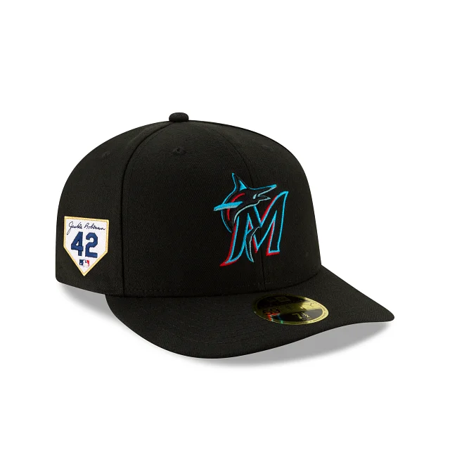 Men’s stylish leather gloves-Miami Marlins Jackie Robinson Day 2024 Low Profile 59FIFTY Fitted Hat