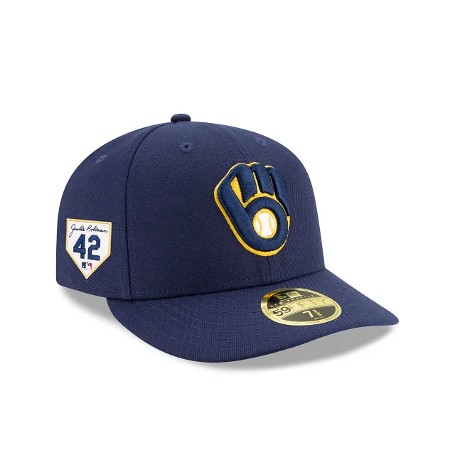 Men’s durable knit tie-Milwaukee Brewers Jackie Robinson Day 2024 Low Profile 59FIFTY Fitted Hat