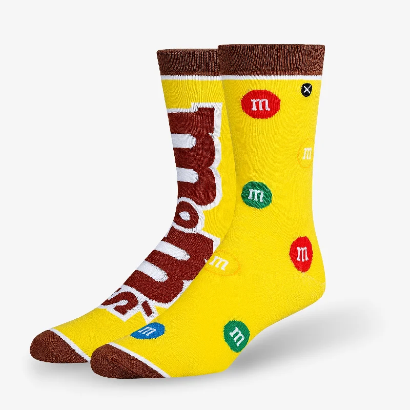 Men’s soft suspenders-Peanut M&M Split Yellow Men's Crew Socks