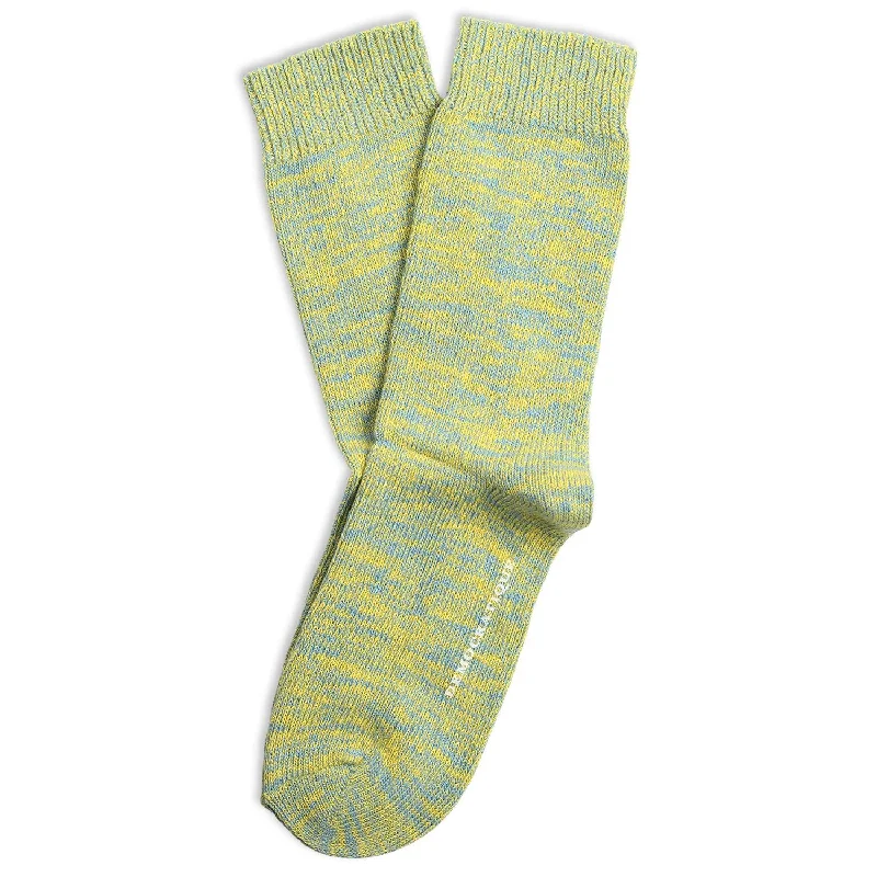 Men’s durable pocket square-Relax Chunky Flat Knit Supermelange Socks Palm Springs Blue / Yellow Sun