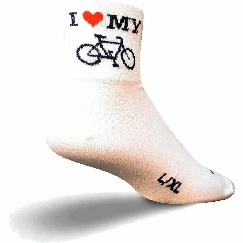 Men’s bright leather gloves-SockGuy Heart My Bike Classic 3 Inch Crew Socks