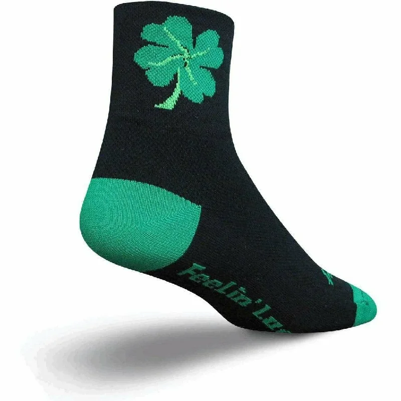 Men’s casual knit tie-SockGuy Lucky Black Classic 3 Inch Crew Socks