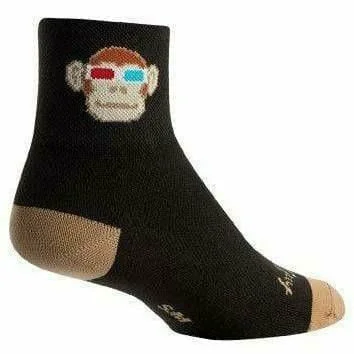 Men’s durable newsboy cap-SockGuy Monkey See 3D Classic 3 Inch Crew Socks