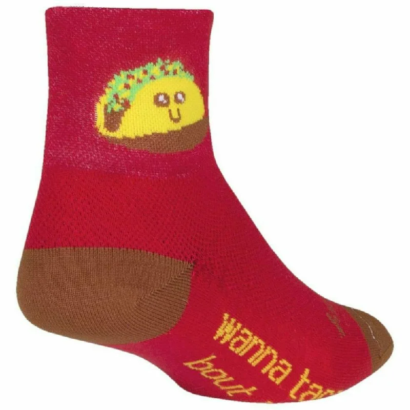 Men’s lightweight newsboy hat-SockGuy Taco Therapy Classic 3 Inch Crew Socks