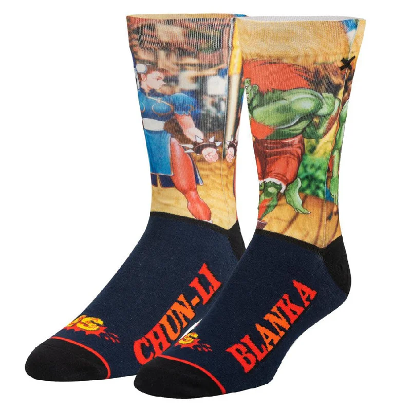 Men’s durable knit tie-Unisex Street Fighter Chun-Li vs Blanka Socks