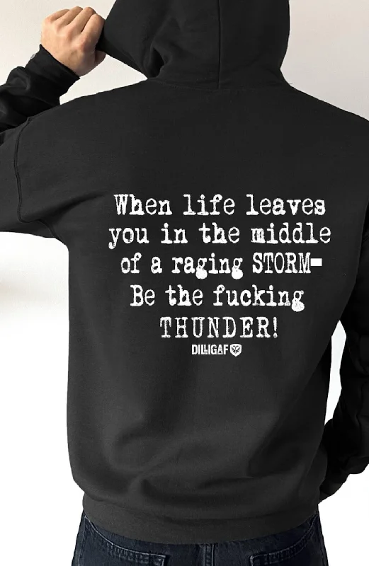 Men’s breathable terry hoodie-Be the fucking thunder Pullover Hoodie