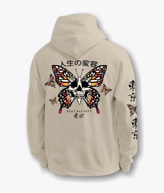 Men’s casual logo hoodie-Butterfly Skull Mens Hoodie