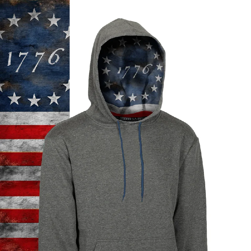 Men’s lightweight thermal hoodie-Classic Lined Hoodie | 1776 Flag | Dark Heather Grey