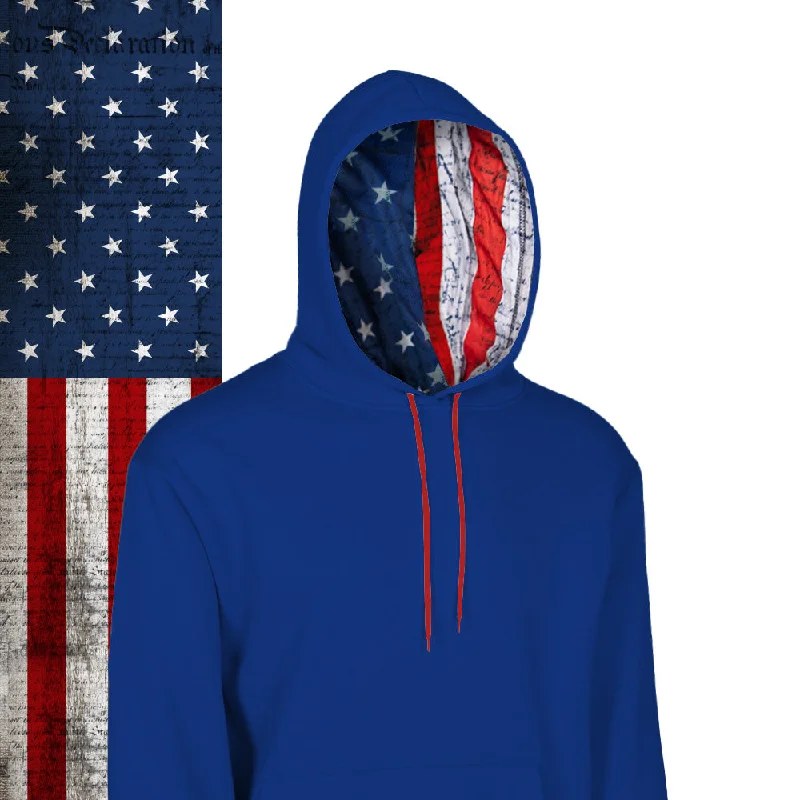 Men’s trendy tie-dye hoodie-Classic Lined Hoodie | American Flag | Royal