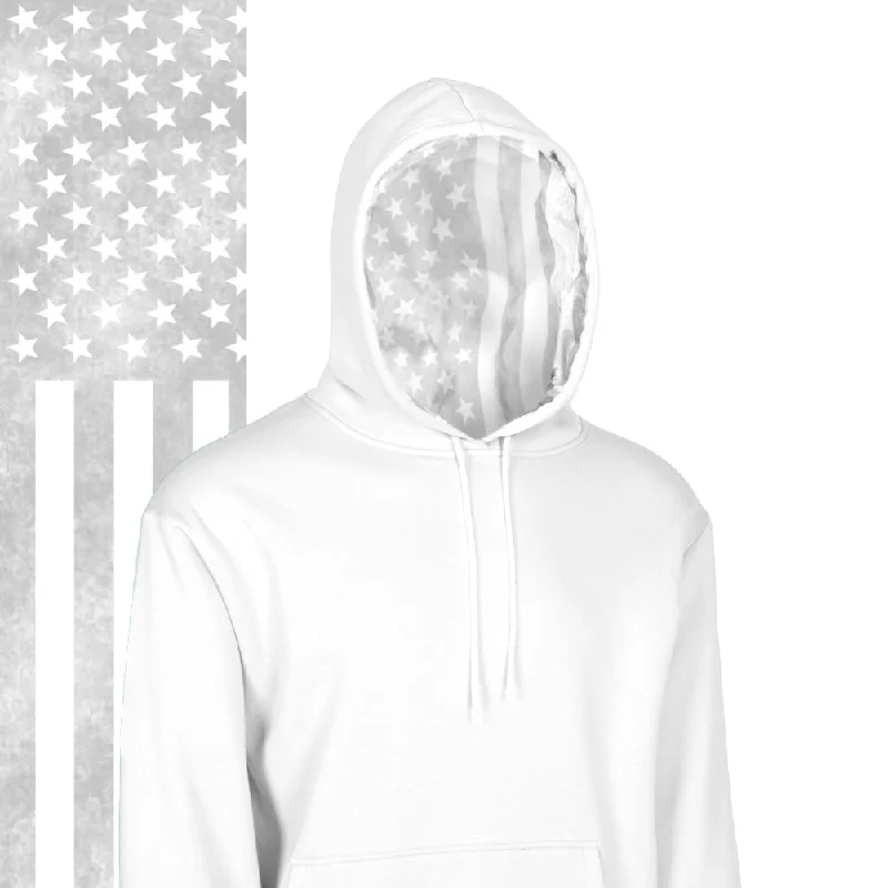 Men’s comfy camo hoodie-Classic Lined Hoodie | Ghost American Flag | White