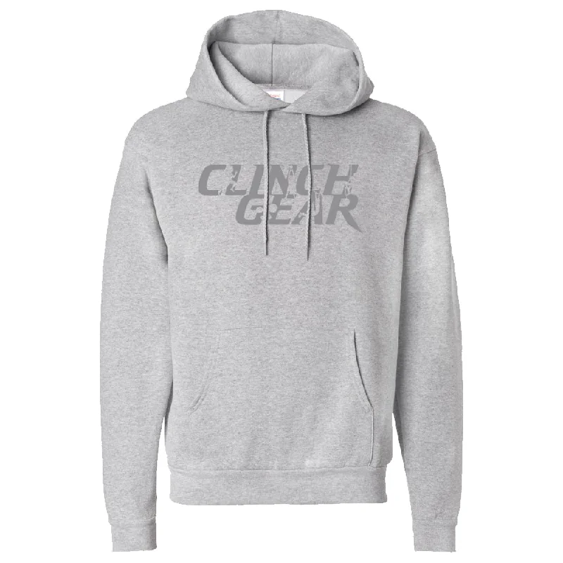 Men’s bold camo hoodie-Clinch Gear - Stacked - Pullover Hoodie - Gray