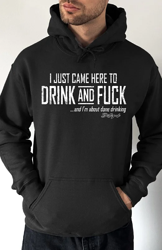 Men’s relaxed kangaroo hoodie-Drink and Fuck Pullover Hoodie