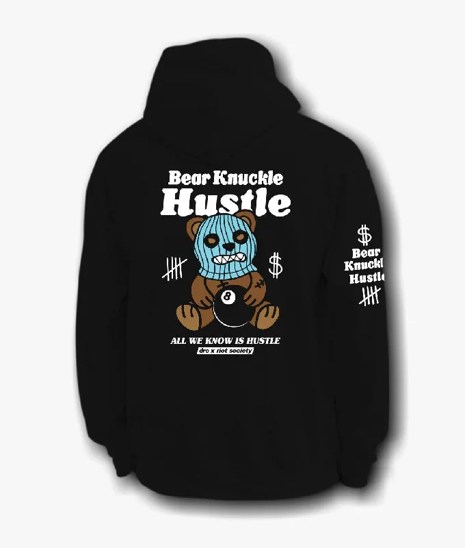 Men’s casual logo sweatshirt-Dro x Riot Society Bear Knuckle Hustle Mens Hoodie