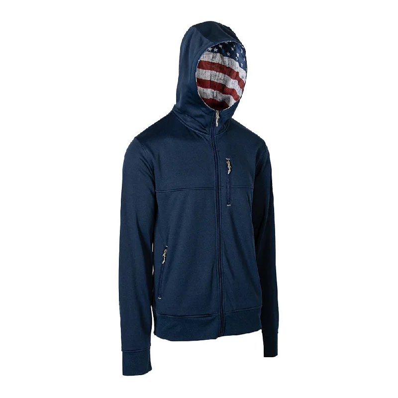 Men’s breathable contrast hoodie-Full Zip Performance Hoodie | American Flag