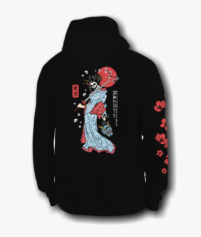 Men’s modern contrast sweatshirt-Geisha Samurai Mens Hoodie