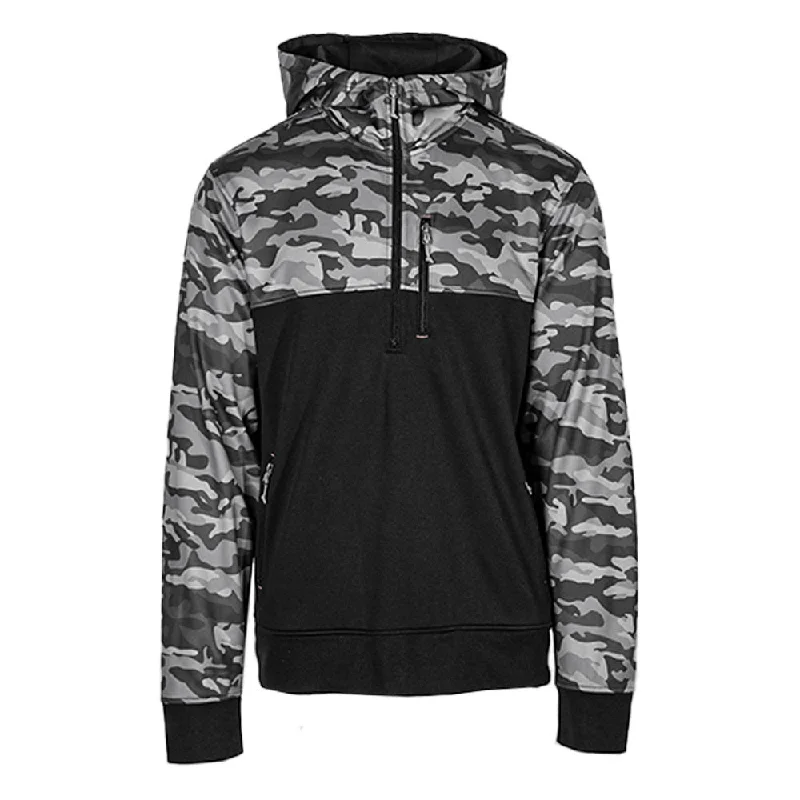 Men’s stylish color-block hoodie-Half Zip Performance Hoodie | Blackout Military Camo