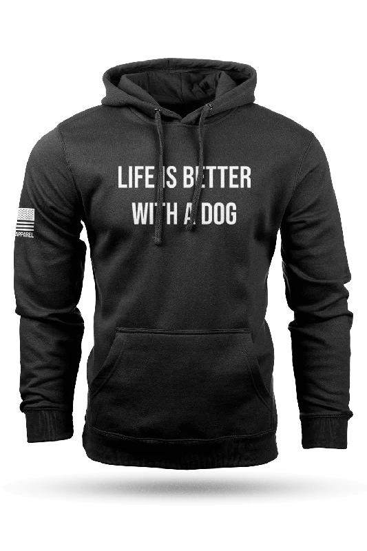 Men’s casual brushed sweatshirt-Life's Better With A Dog - Hoodie