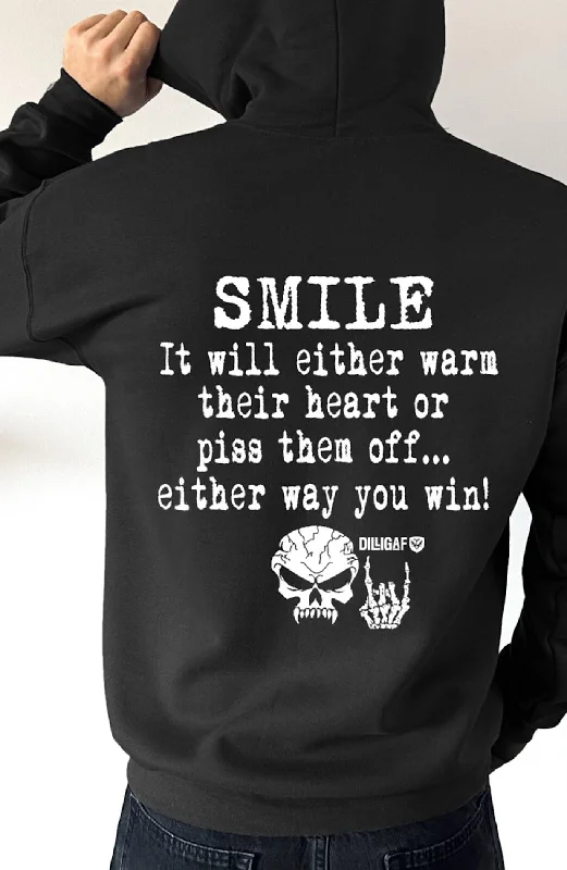 Men’s slim-fit sherpa hoodie-Smile and win Pullover Hoodie