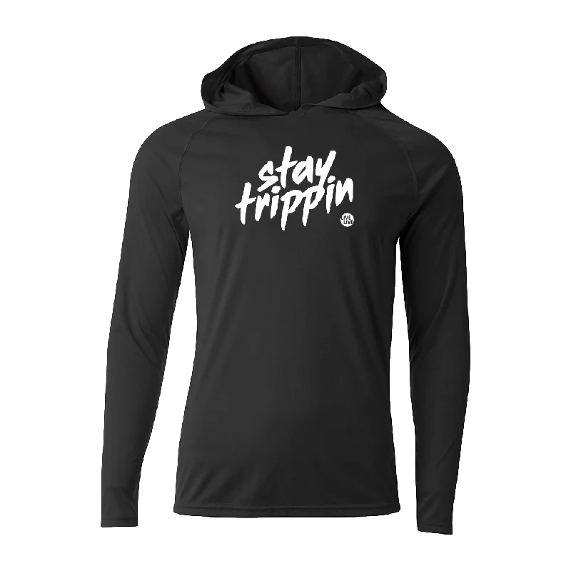 Men’s breathable color-block hoodie-#STAYTRIPPIN TAG Performance Long Sleeve Hoodie