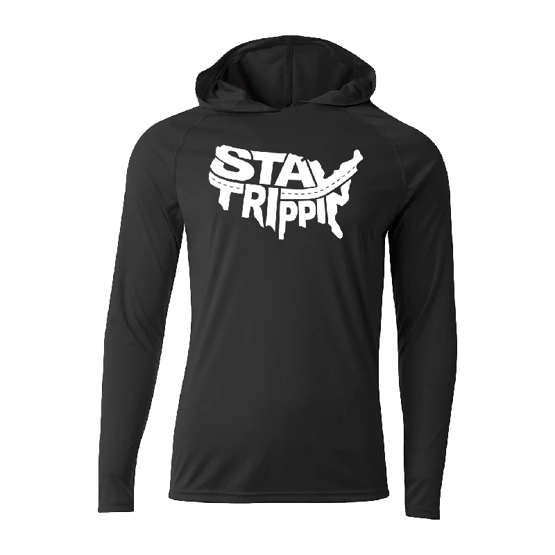 Men’s breathable kangaroo hoodie-#STAYTRIPPIN USA Performance Long Sleeve Hoodie