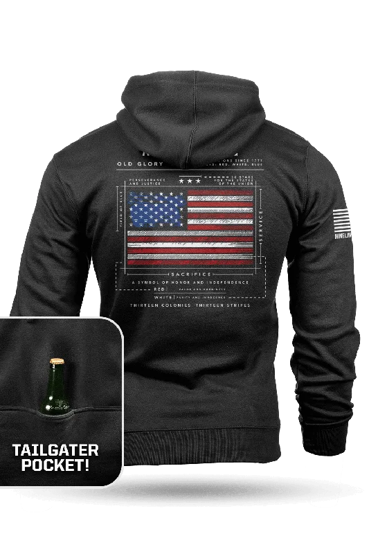 Men’s soft logo sweatshirt-American Flag Schematic - Tailgater Hoodie