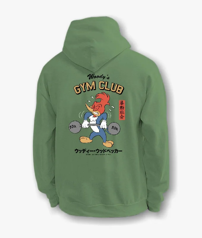 Men’s comfy brushed hoodie-Woody Woodpecker's Gym Club Mens Hoodie