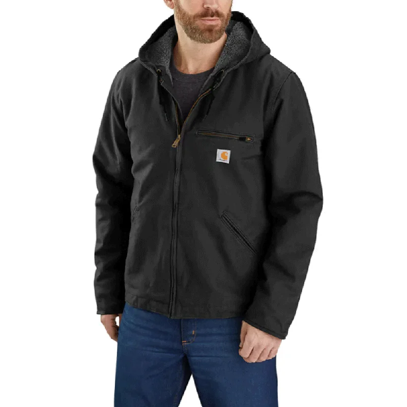 Men’s stylish anorak jacket-Carhartt 104392 Relaxed Fit Washed Duck Sherpa Lined Jacket