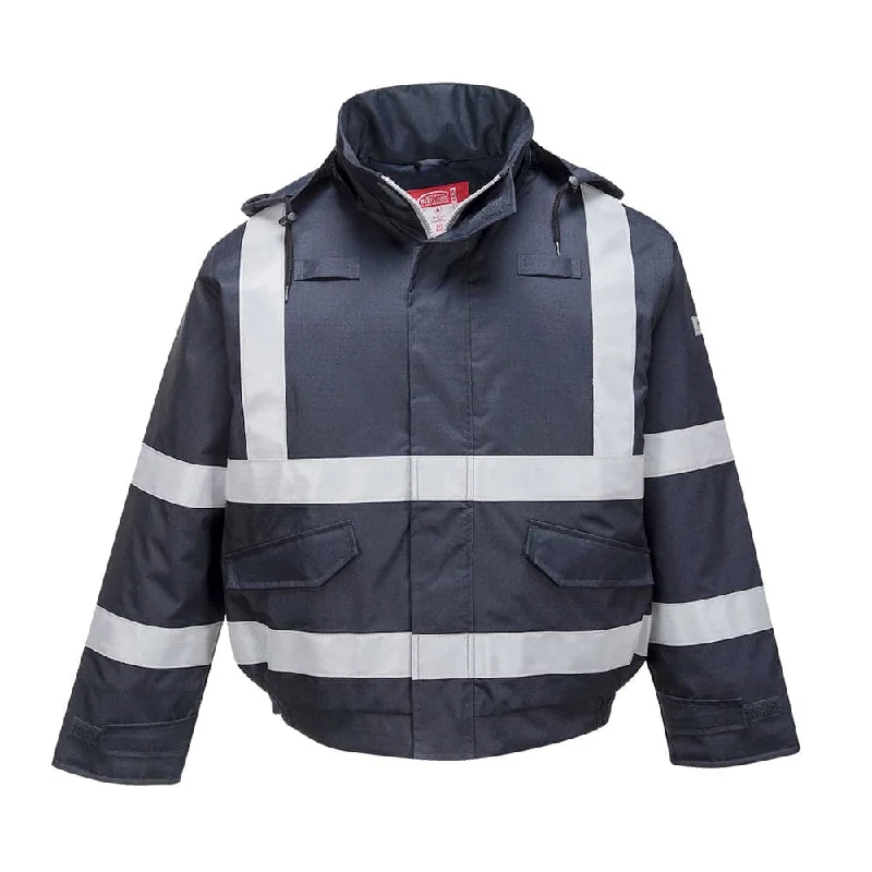 Men’s stylish field jacket-Portwest S783 Bizflame Rain FR Multi Protection Bomber Jacket