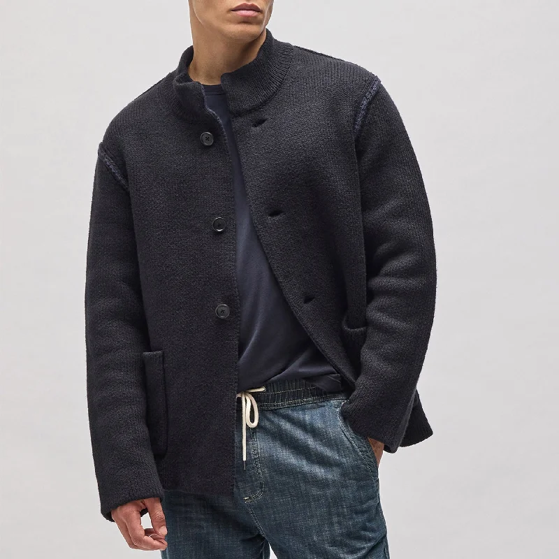 Men’s modern chore jacket-Coastal Knit Jacket - Black/Navy