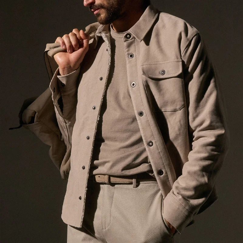 Men’s relaxed varsity jacket-Cotton Moleskin Shirt Jacket - Light Tan