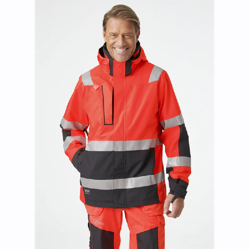 Men’s comfy shearling jacket-Helly Hansen 71195 Alna 2.0 Hi-Vis Waterproof Shell Jacket