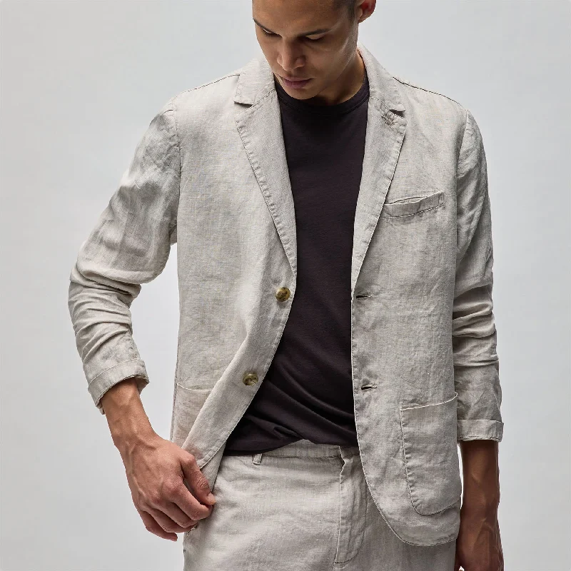 Men’s trendy sherpa coat-Linen Blazer - Salt Pigment