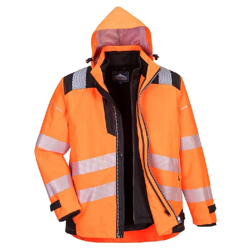 Men’s modern sherpa jacket-Portwest PW365 - PW3 Hi-Vis 3-in-1 Waterproof Jacket Class 3