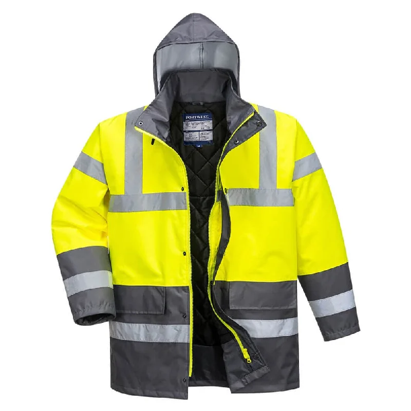 Men’s lightweight varsity coat-Portwest S466 Hi-Vis Contrast Waterproof Traffic Jacket