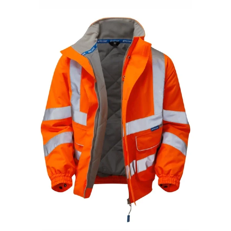 Men’s bold varsity jacket-PULSAR PR496 Hi-Vis Orange Padded Bomber Jacket