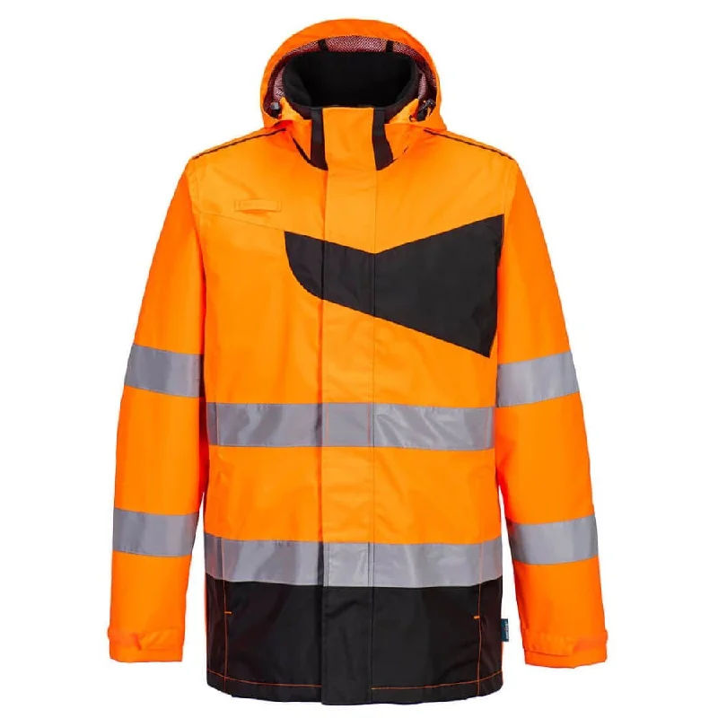 Men’s slim-fit trucker jacket-PORTWEST PW265 PW2 HI-VIS RAIN JACKET