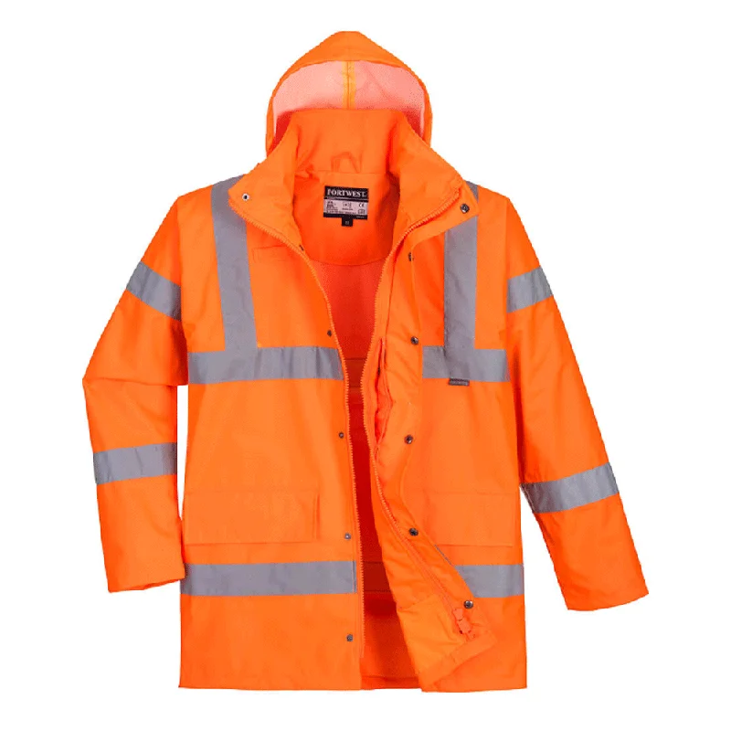 Men’s bold anorak jacket-Portwest RT60 Hi-Vis Breathable Waterproof Traffic Jacket