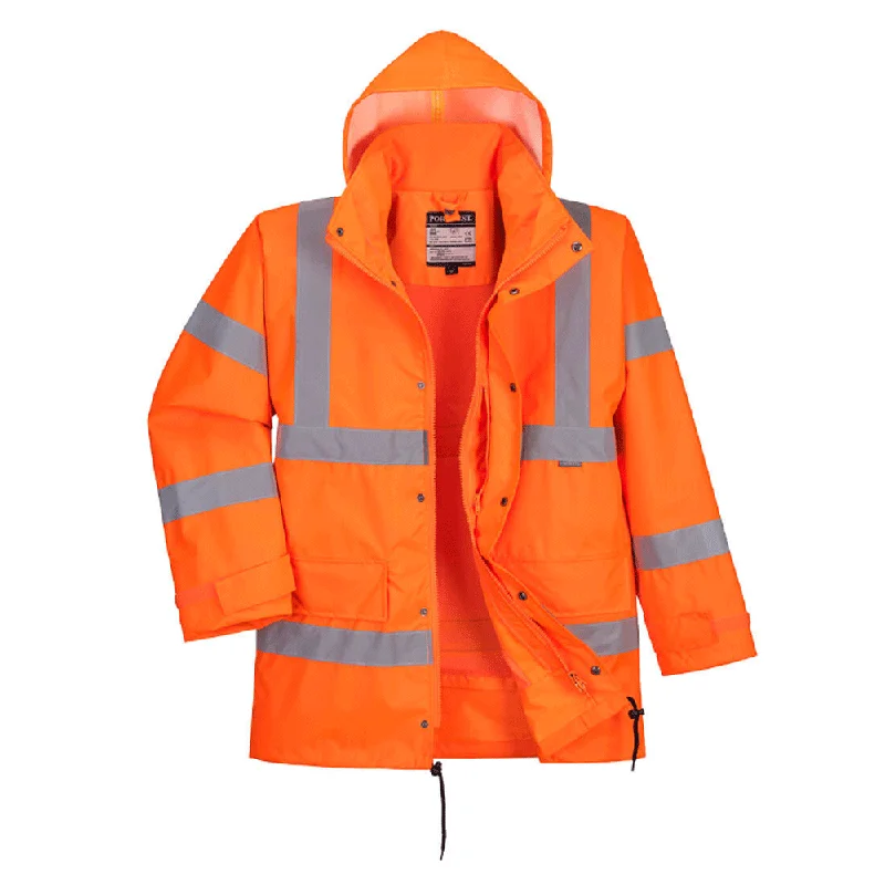 Men’s soft chore jacket-Portwest RT63 Hi-Vis Breathable Interactive Waterproof Traffic Jacket