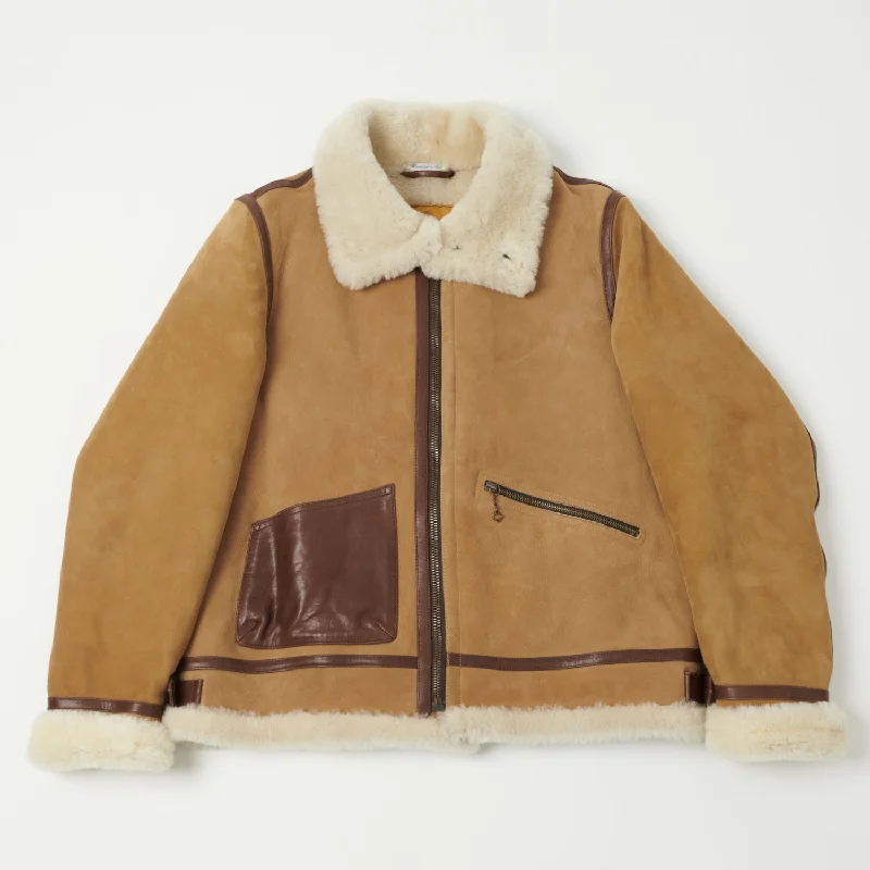 Men’s relaxed down jacket-Shangri-La Heritage 'Aviatore' B-3 Shearling Flight Jacket - Sabbia