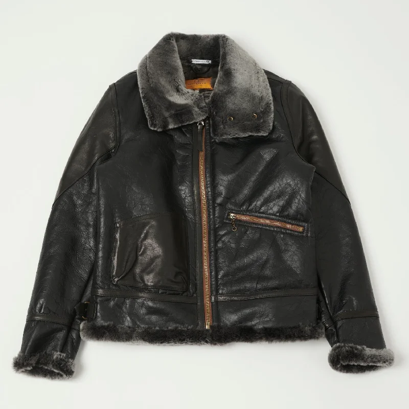 Men’s relaxed varsity jacket-Shangri-La Heritage 'Aviatore' B-3 Shearling Flight Jacket - Black