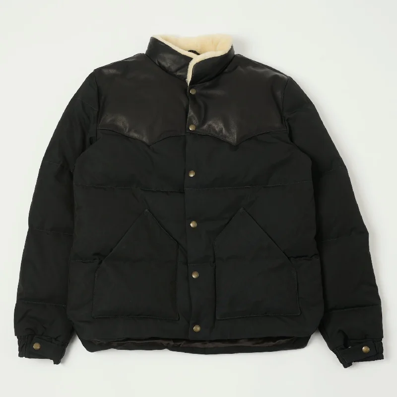 Men’s lightweight waxed coat-Shangri-La Heritage 'Bivacco' Western Down Jacket - Black Giubbino