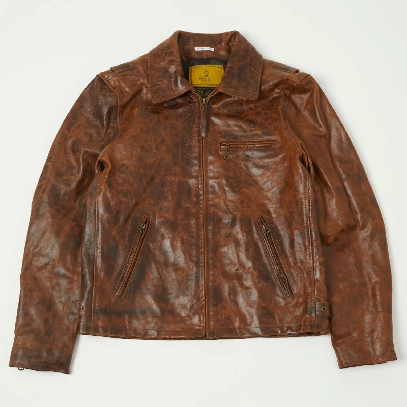 Men’s casual harrington coat-Shangri-La Heritage 'Varenne' Horsehide Leather Jacket - Whiskey