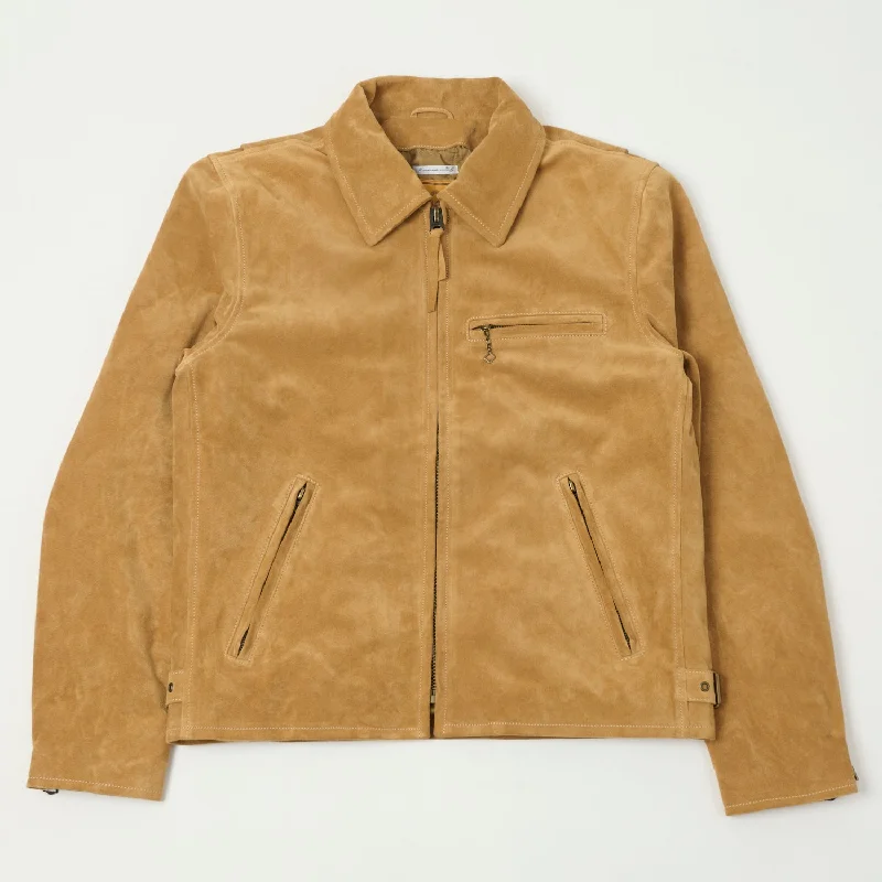 Men’s slim-fit sherpa jacket-Shangri-La Heritage 'Varenne' Sabbia Suede Jacket - Tan