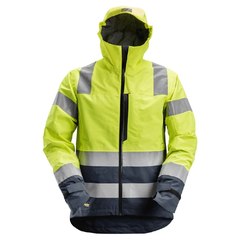 Men’s bright varsity coat-Snickers 1330 AllroundWork, Hi-Vis Waterproof Shell Jacket Class 3 Various Colours