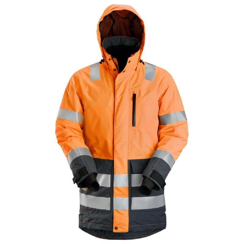 Men’s slim-fit sherpa jacket-Snickers 1830 AllroundWork, Hi-Vis Waterproof Parka Jacket Class 3 Various Colours