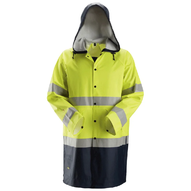 Men’s bold corduroy jacket-Snickers 8261 ProtecWork, Flame Retardant PU Hi-Vis Rain Jacket, Class 3