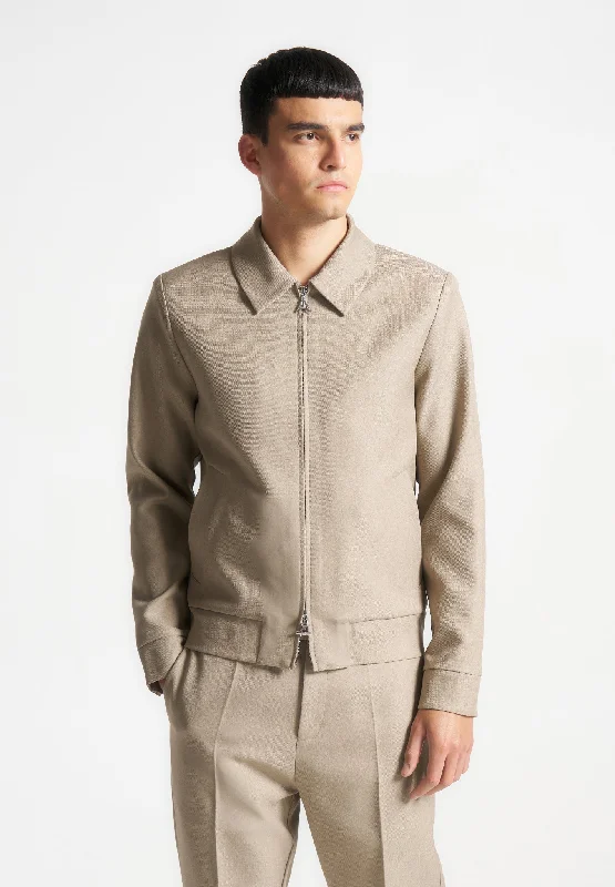 Men’s lightweight waxed coat-Tailored Harrington Jacket - Beige