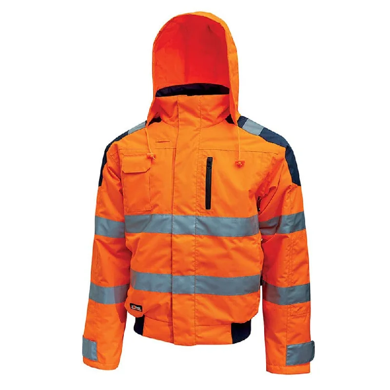 Men’s breathable corduroy jacket-U-Power Best Hi-Vis Waterproof Breathable Work Bomber Jacket Hood