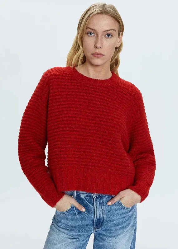 Men’s relaxed chenille sweater-Adina Every Day Sweater - Rouge